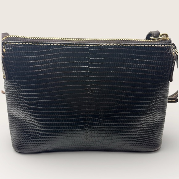 Dooney & Bourke Ginger Lizard Embossed Dark Brown Crossbody Bag NWOT - Picture 2 of 5